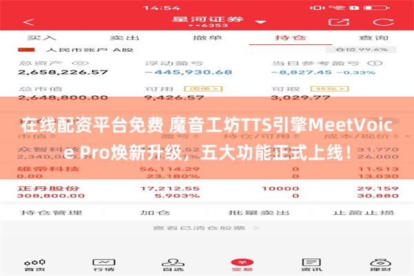 在线配资平台免费 魔音工坊TTS引擎MeetVoice Pro焕新升级，五大功能正式上线！