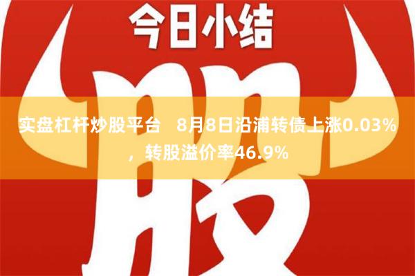 实盘杠杆炒股平台   8月8日沿浦转债上涨0.03%，转股溢价率46.9%