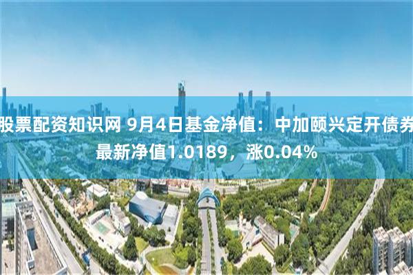 股票配资知识网 9月4日基金净值：中加颐兴定开债券最新净值1.0189，涨0.04%