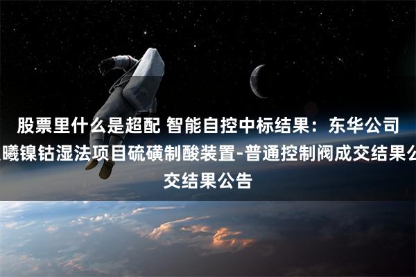 股票里什么是超配 智能自控中标结果：东华公司-晨曦镍钴湿法项目硫磺制酸装置-普通控制阀成交结果公告