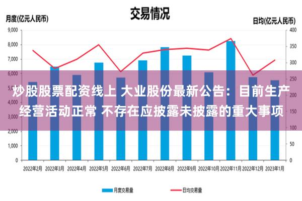 炒股股票配资线上 大业股份最新公告：目前生产经营活动正常 不存在应披露未披露的重大事项