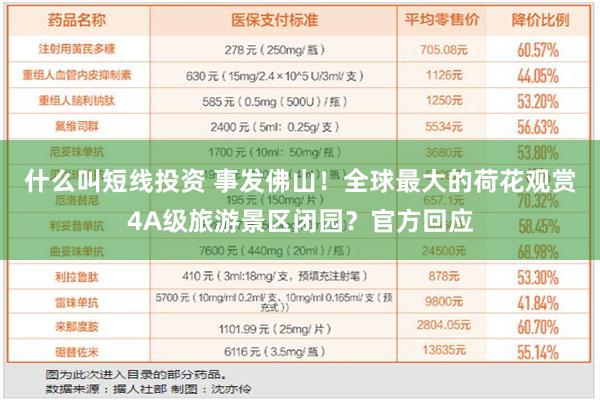 什么叫短线投资 事发佛山！全球最大的荷花观赏4A级旅游景区闭园？官方回应