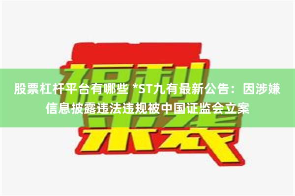 股票杠杆平台有哪些 *ST九有最新公告：因涉嫌信息披露违法违规被中国证监会立案